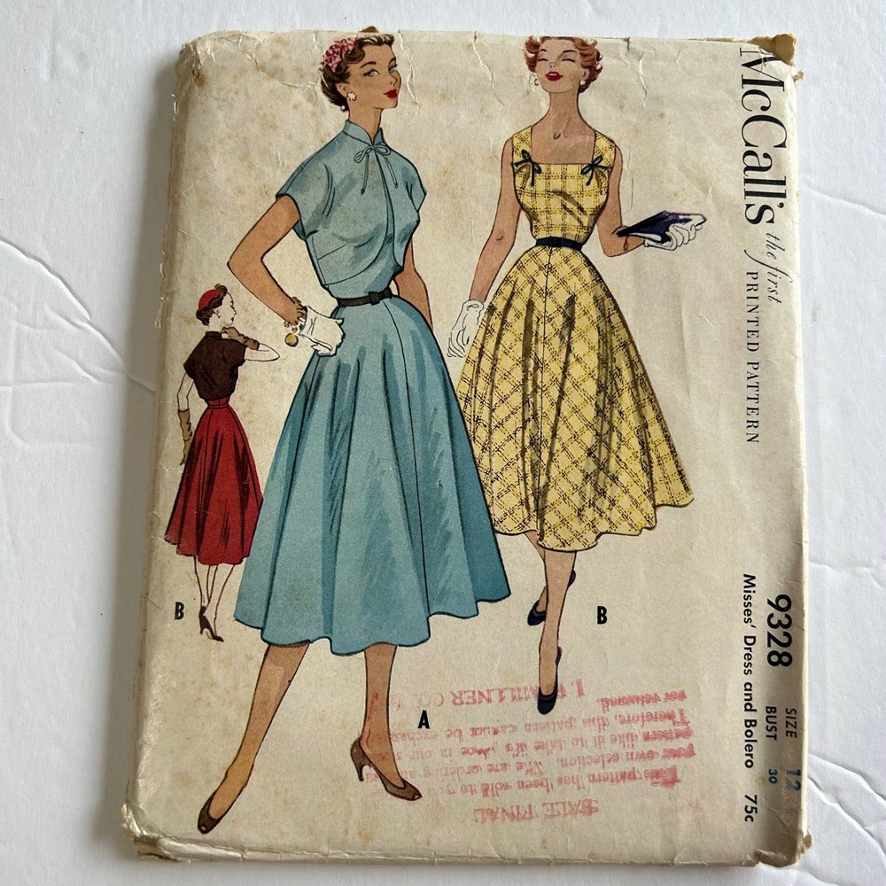 McCalls Vintage1950's Pattern #9328‎ Women's Dress And Bolero Size 12